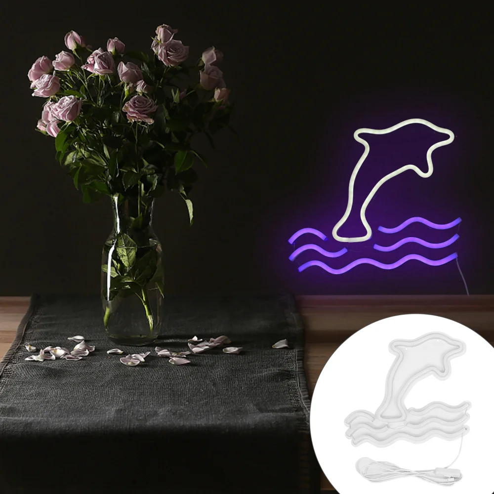 Светодиодный ночник лампа творческие Дельфин дизайн неоновый светильник