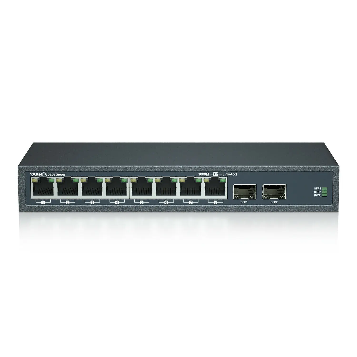 10-портовый гигабитный волоконный коммутатор Ethernet с 2 слотами SFP без трансивера |