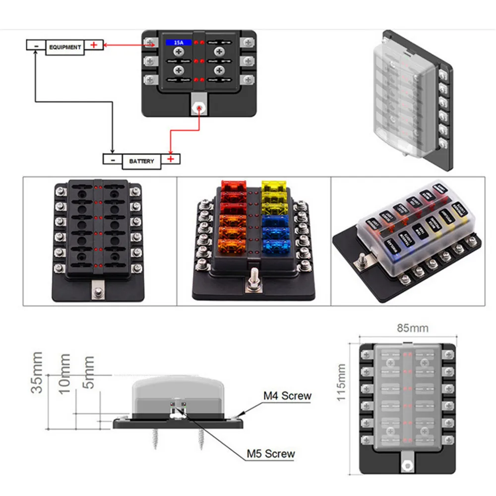 Блок предохранителей KBIDM с пластиковым покрытием 6 способов 12 В 32 в |