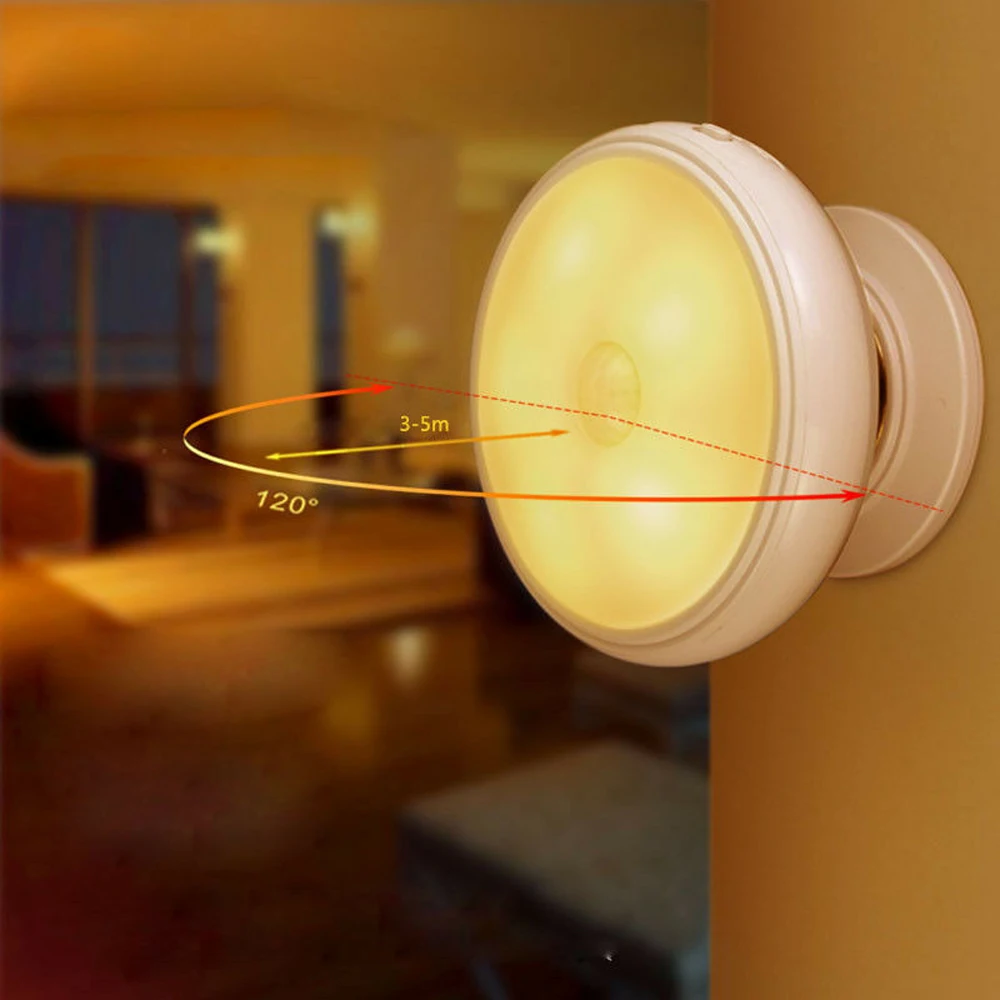 Перезаряжаемый светодиодный ночник с датчиком движения вращающийся на 360