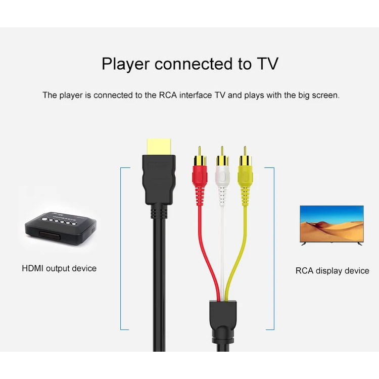 Кабель HDMI RCA переходник со штекера на 3RCA AV композитный штекер М/М Кабельный Шнур