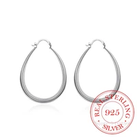 personality hyperbole 100 925 sterling silver simple smooth big egg hoop earrings for women sterling silver jewelry pendientes