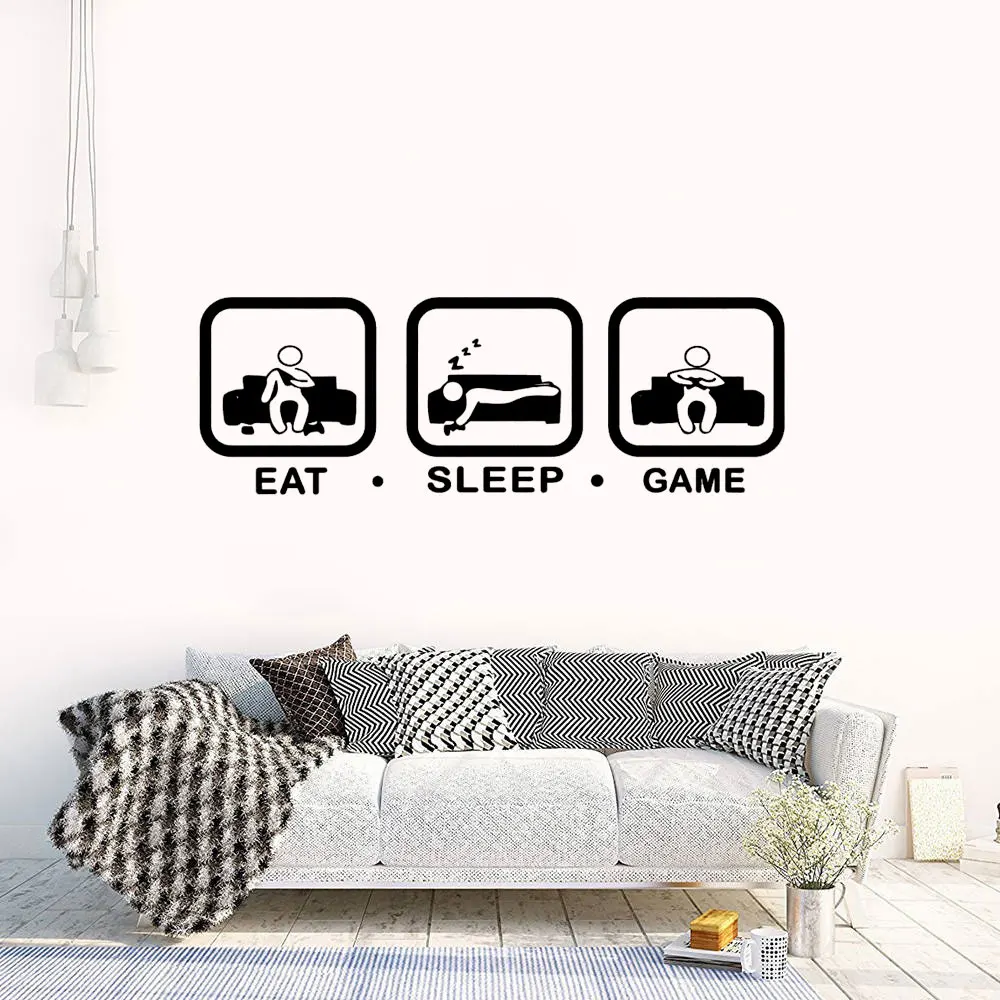 Eat Sleep настенный игровой стикер джойстик наклейки на стены искусства декора стен