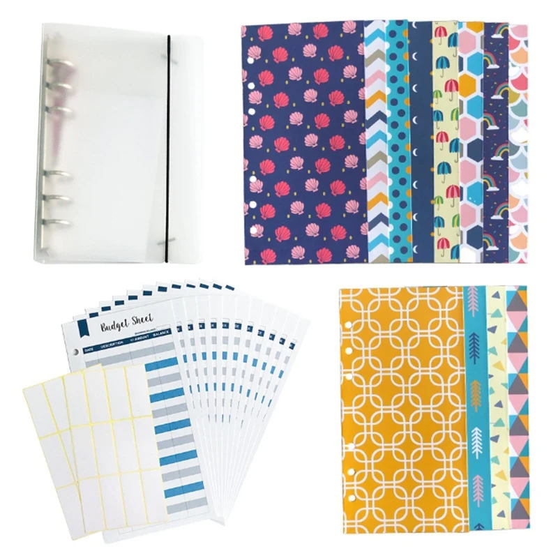 

Budget Envelope Set, Creative 6-Hole Loose-Leaf Magnetic Opening Cash Envelope with Budget Sheet and Labels