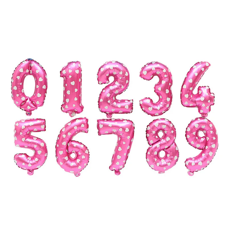 HeartPink 32 дюймов Большой Фольга на день рождения воздушные шары воздушные гелиевые шара с цифрой цифры Happy День рождения украшения Детские воздушные шары для дня рождения балон - Цвет: HeartPink