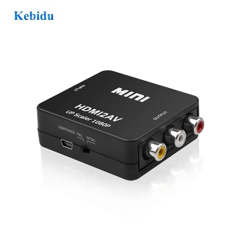 Kebidu Mini HD 1080P HDMI-совместимый видеоконвертер 2AV HDMI-совместим с RCA AV/CVSB L/R поддержка