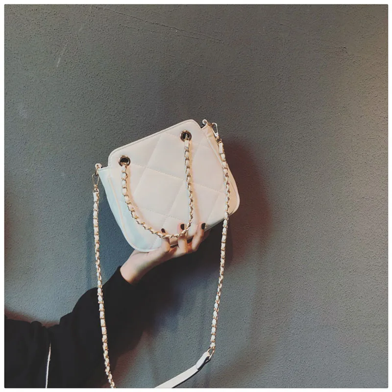 Женская кожаная клетчатая сумка сумка-мессенджер на плечо с цепочкой известный