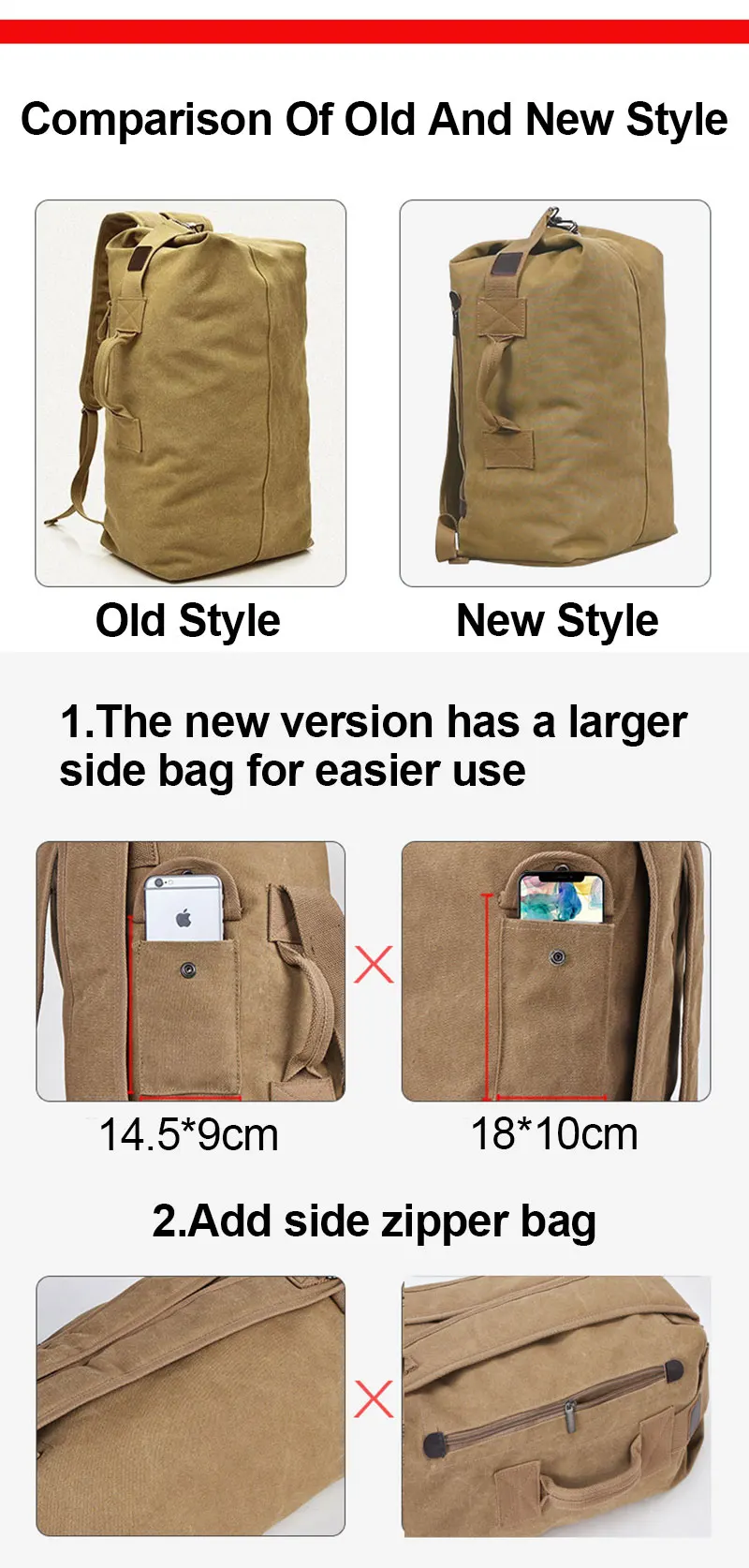 Men's Luggage Canvas Bag Large Capacity Camping Backpack Large Roomy Mountaineering Backpack Best Quality Outdoor Luggage Bag