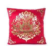 home decoration gold velvet stamping cushion cover 45x45cm no inner square yellow red printing pattern seat pillow covers x113
