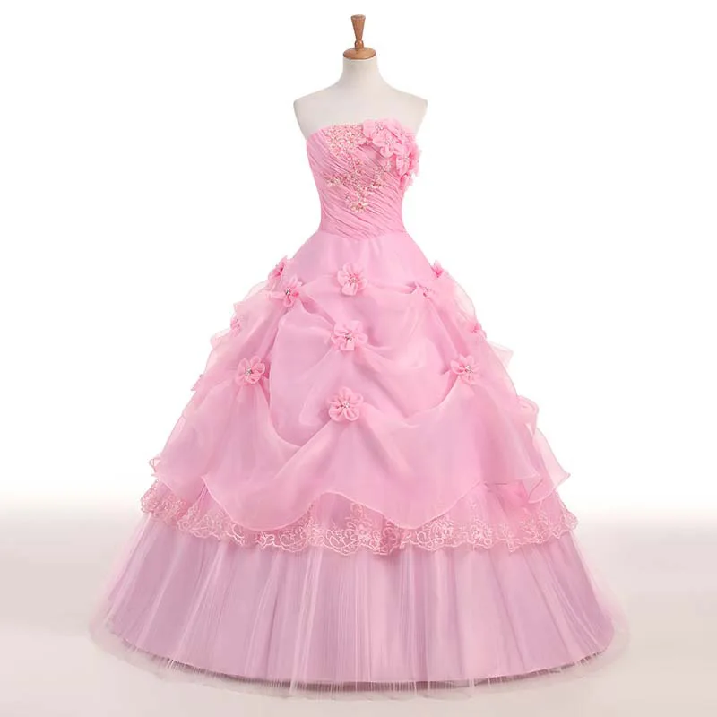 Свадебное платье без бретелек бальное на шнуровке Милое принцессы с цветочным