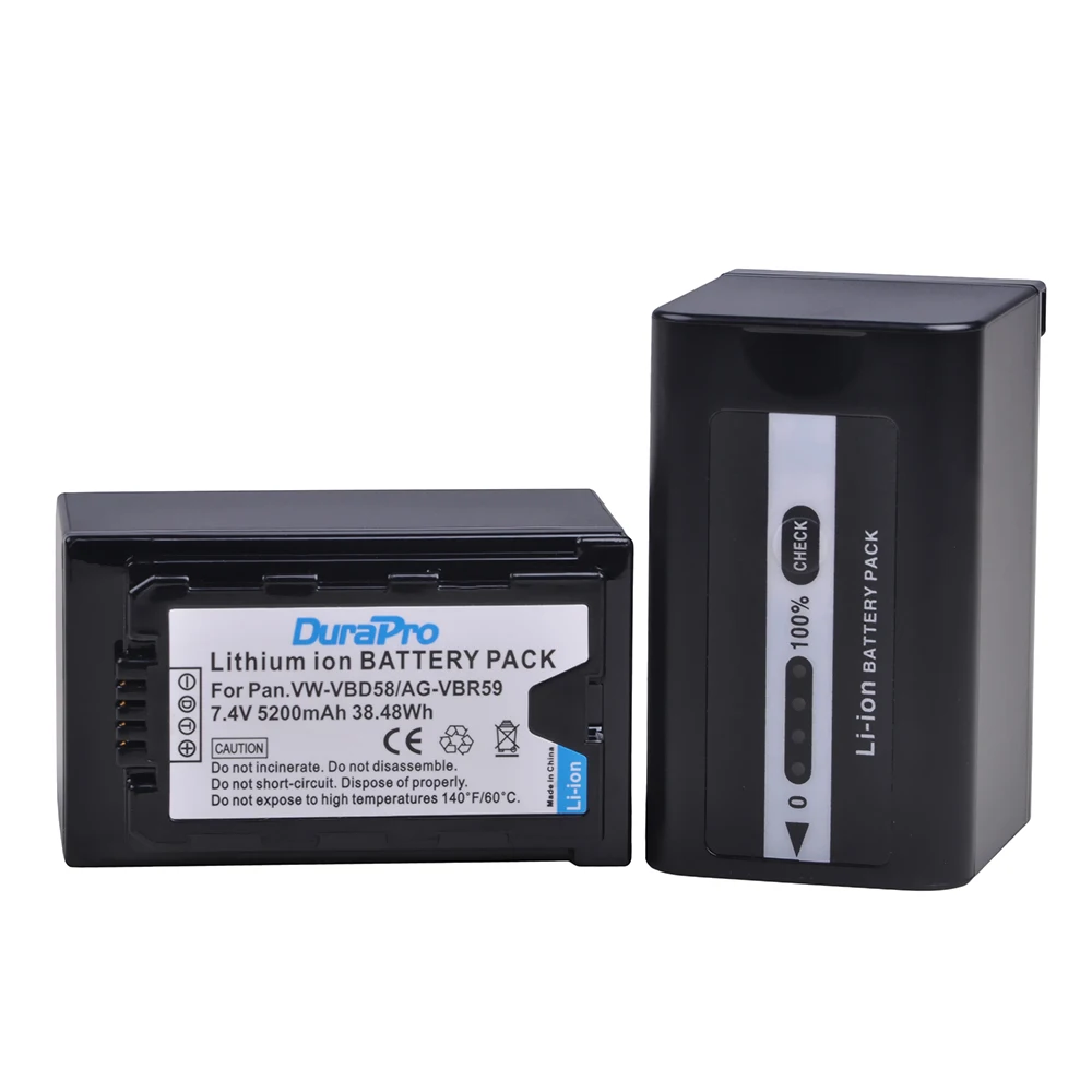 5200mAh VW-VBD58 VW VBD58 Battery with Charger for Panasonic AG VBR59 HPX265MC PX270 PX285MC PX298 VBD29 VBD58 VBD78