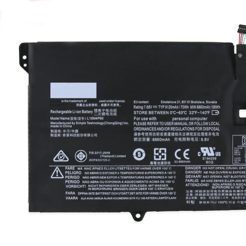 Оригинальный аккумулятор SupStone L16M4P60 L16C4P61 5B10N01565 для ноутбука Lenovo YOGA 920 6 Pro 13IKB Yoga