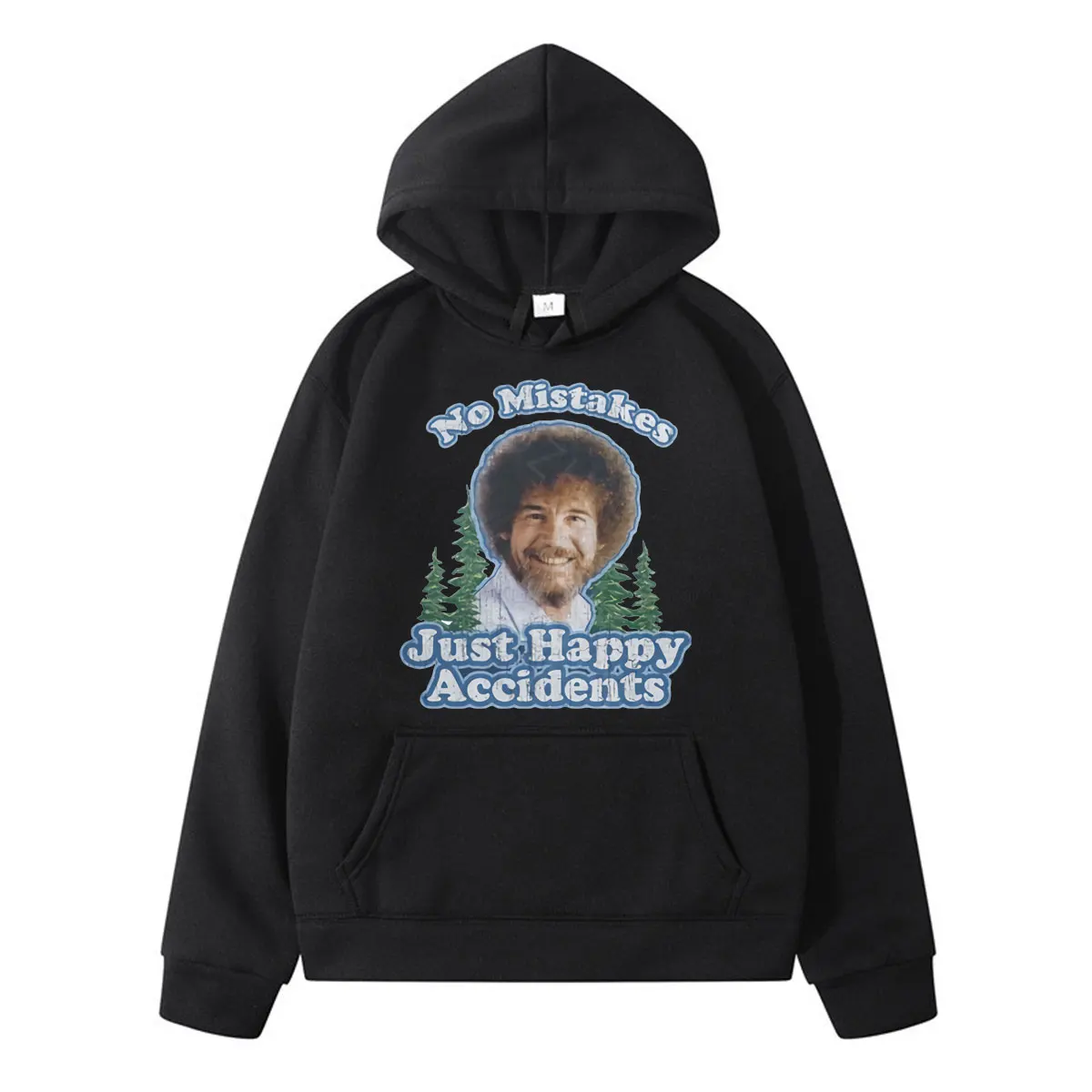 

100%Cotton Bob Ross No Mistakes Just Happy Accidents Printed Trip Tops Cotton Unique Clothing Popular Wears Couple Hoodies