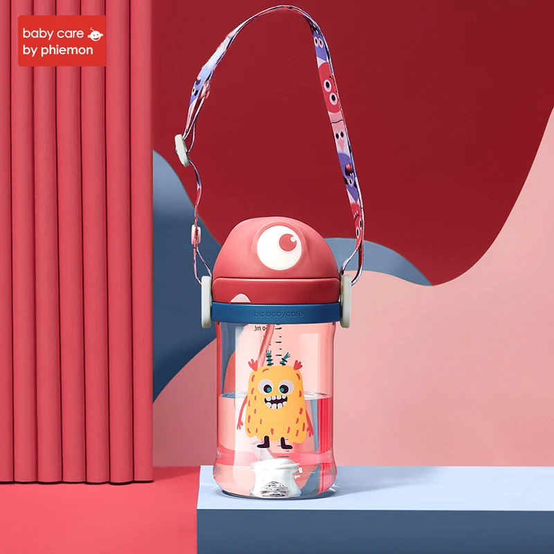 Carol Red-360ml Babycare/Детская Бутылочка для питья PPSU, противопадающая, детская соломенная бутылочка с ручкой для кормления младенцев - Цвет: Carol Red-360ml
