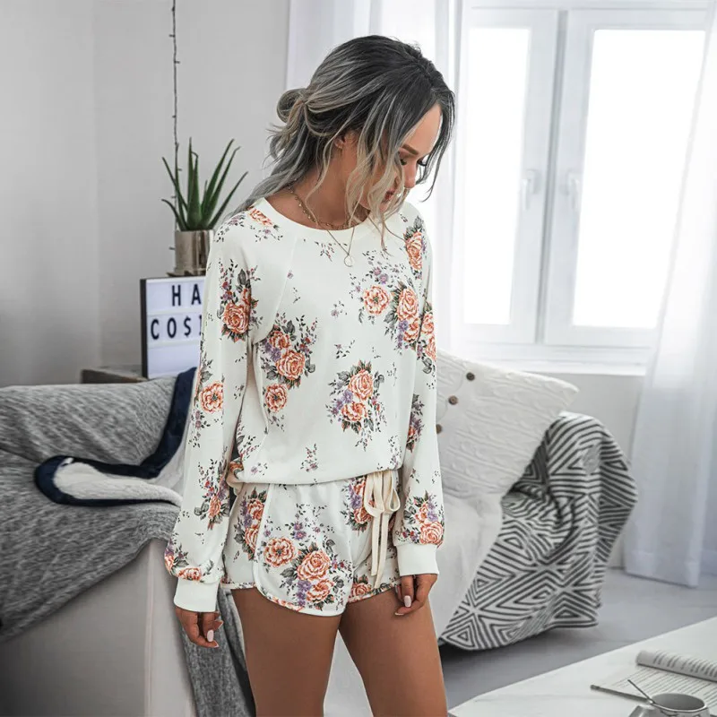 

Women Set Home Comfortable European And American Fashion Printing Round Neck Women's Suits