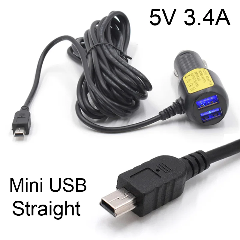

Автомобильное зарядное устройство Mini Micro USB, 3,5 м, 5 В, а, с 2 USB-портами