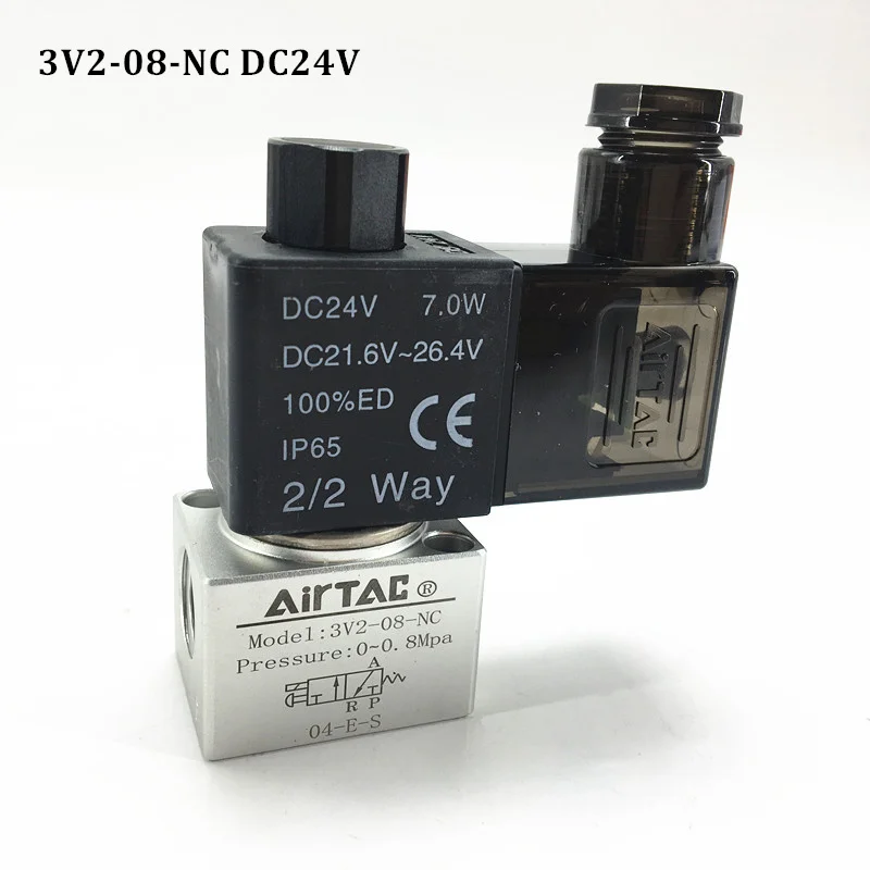 3V2-08-NC 3V2-06-NC DC24V AC220V электромагнитный клапан Airtac пневматические компоненты 3V серии - Цвет: 3V2-08-NC DC24V