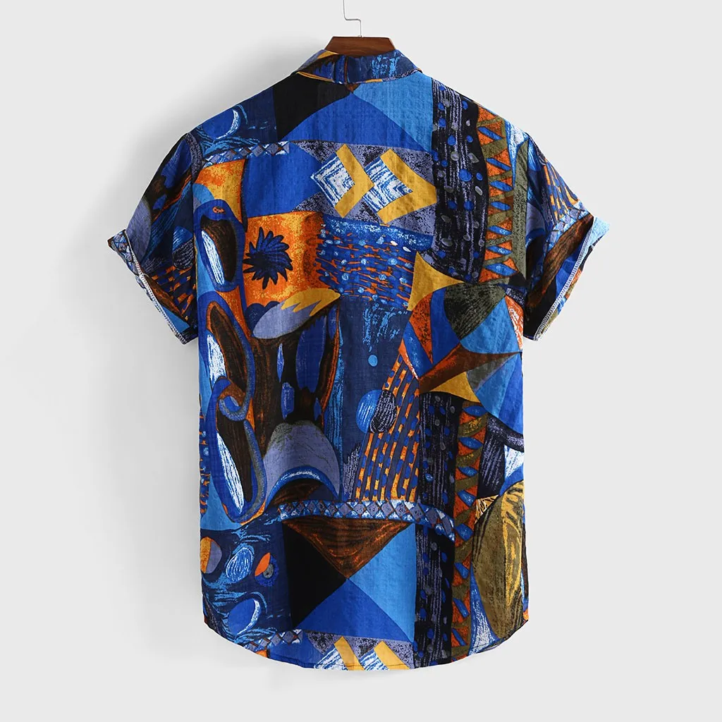 Женская винтажная Свободная рубашка с короткими рукавами и пуговицами в