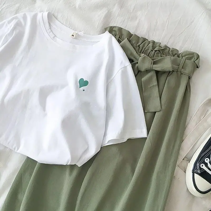 Летние свободные повседневные штаны шаровары костюм для студенток простая