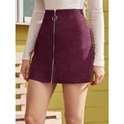 Юбка женская Вельветовая на молнии, короткая винтажная Повседневная, с завышенной талией, на пуговицах