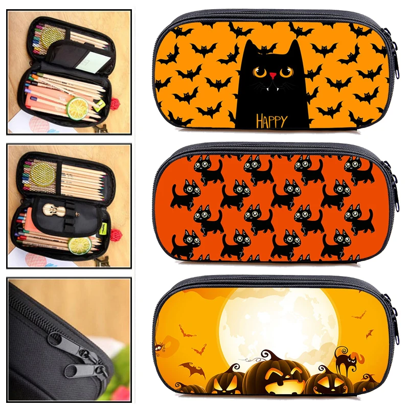 

3D Print Halloween Pencil Case Kids Anime Hallowmas Makeup Bag Teens Students All Saints' Eve Stationery Storage Box Kids Pouch