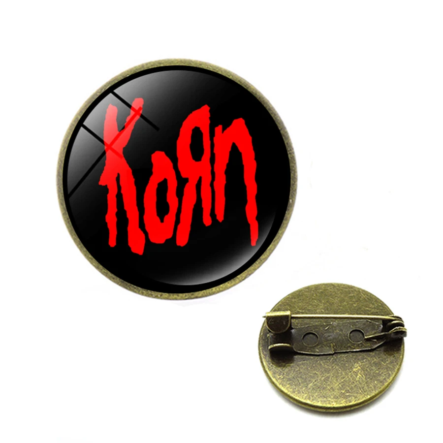 Модная брошь-булавка Korn ручная работа круглая рок-группа броши стеклянный купол