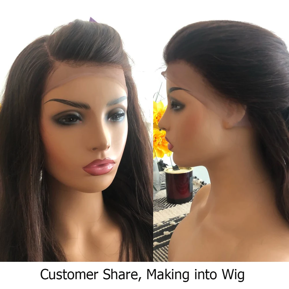 Прямые волосы Mogul пряди с фронтальной темно коричневой сеткой 13x4 фронтальные