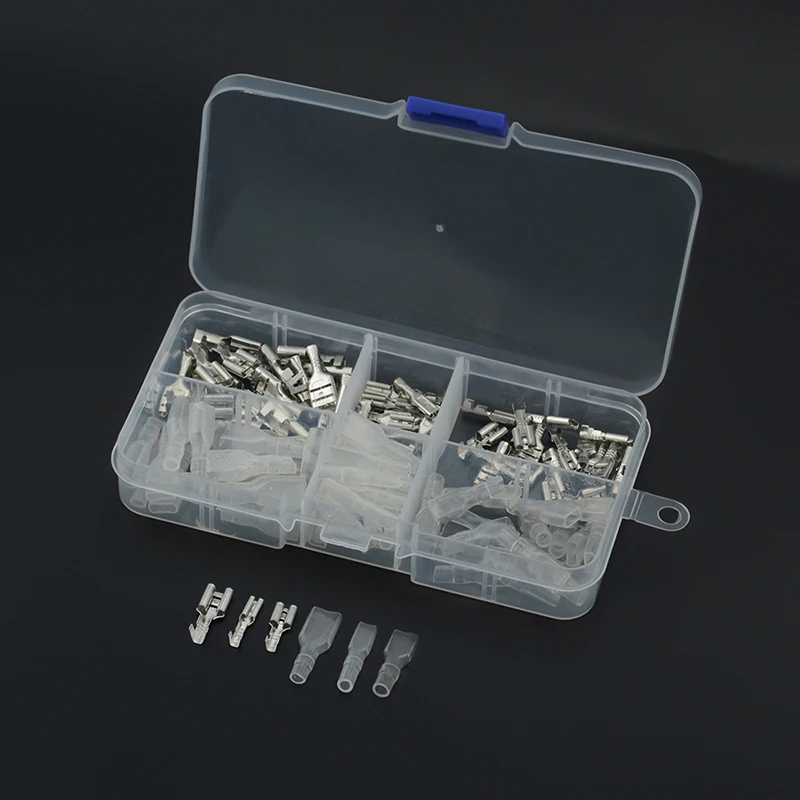 120PCS/box Silver Insulated Wire Connector Electrical Crimp Terminals 2.8 4.8 6.3mm Spade Connectors Assortment Kit | Обустройство