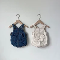 milancel baby clothing sleeveless baby bodysuits baby girls denim bodysuits korean style baby one piece
