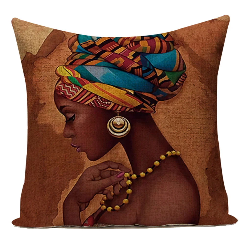 Ретро этнический чехол для подушек украшение африканской женщины портрета
