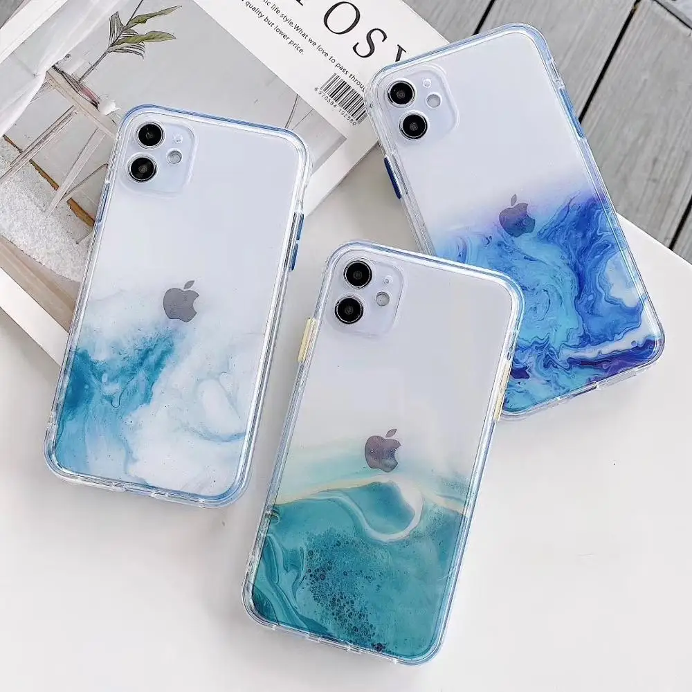 

Marble Gradient Phone Case For iPhone 11 Pro Max 7 8 Plus Luxury 7 Case X XR 13 12 Pro Glitter Transparent Back Cover Coque