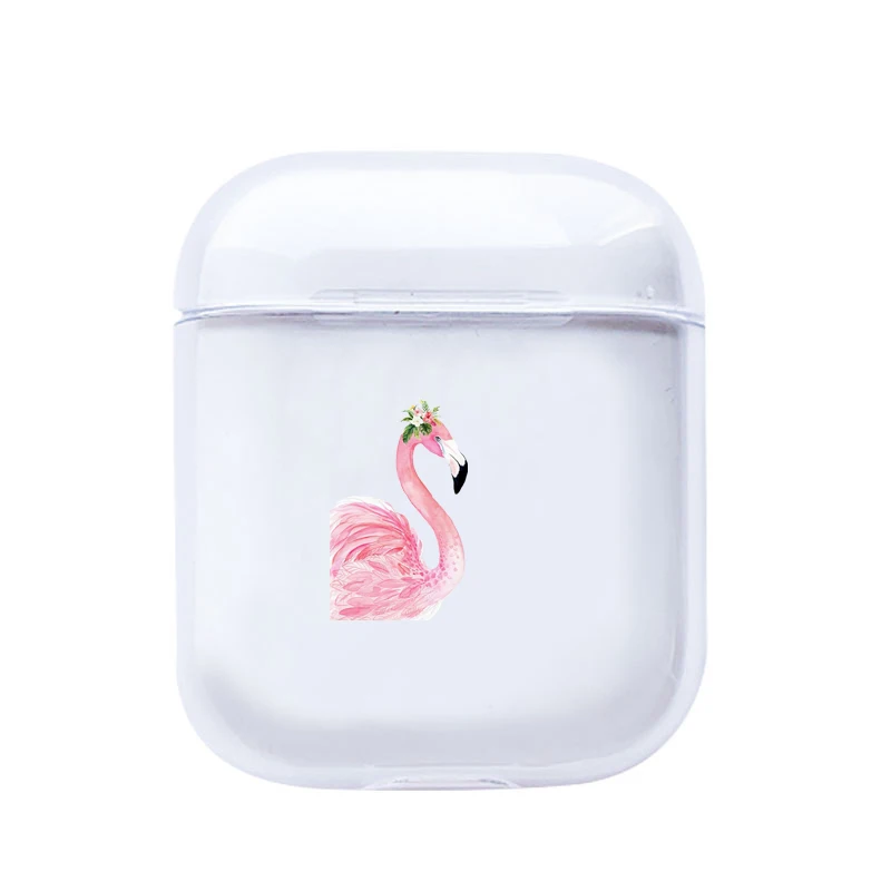 I200464 Прозрачный чехол для Apple Airpods 1/2 с милым мультяшным фламинго, прозрачный мягкий Роскошный чехол для наушников Airpods, чехол s - Цвет: I200464