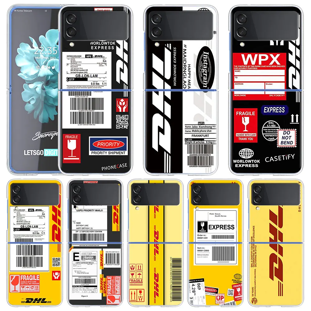 

Fashion KodakBar Dhl Express Case For Samsung Galaxy Z Flip 3 5G Transparent Hard Cell Phone Cover ZFlip3 Clear PC Luxury Fundas