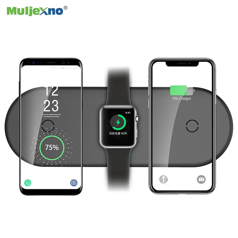 3 в 1 беспроводная зарядная подставка для Apple Watch Airpods iPhone 10 Вт Быстрая зарядка