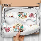 Женские кроссовки на плоской подошве FORUDESIGNS, весенние белые кроссовки со шнуровкой и сердечками для медсестер