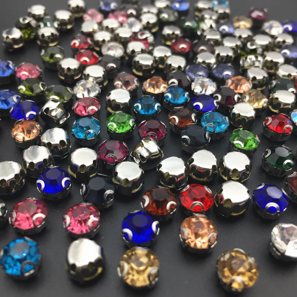 4mm-6mm Round Stone With Claw Sewing Rhinestones Garment Accessories Crafts Crystals Glass Strass Sew on Rhinestones For Clothes