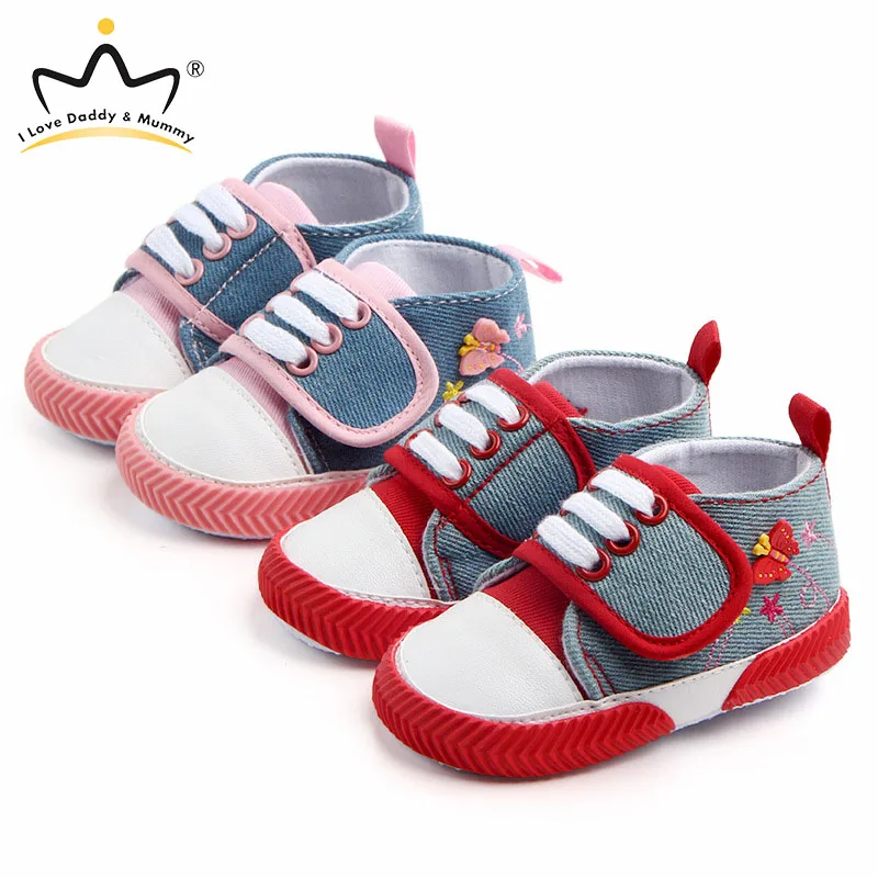 Кроссовки Детские с принтом бабочки цветов и звезд мягкие Нескользящие холщовые