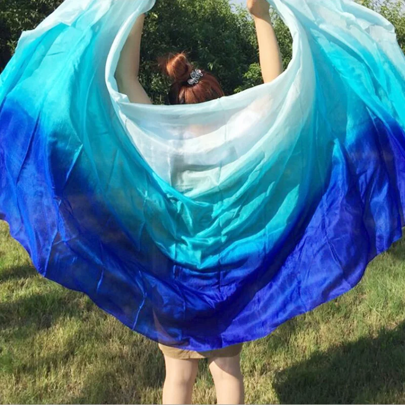 Дизайнерская 100% натуральная шелковая вуаль для танца живота дешевые вуали