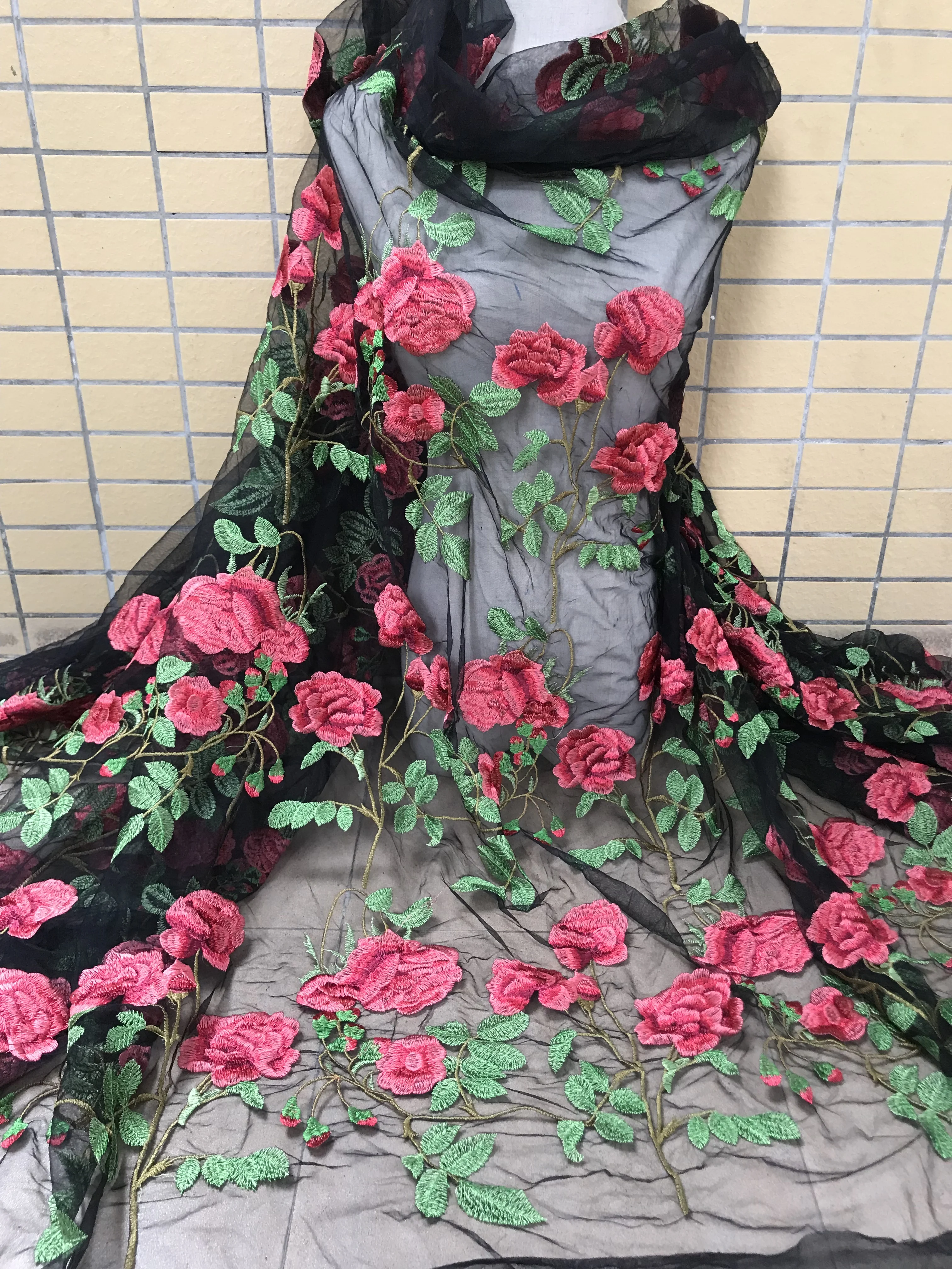 Модная Тюлевая вышивка французская сетчатая кружевная ткань фототкань с