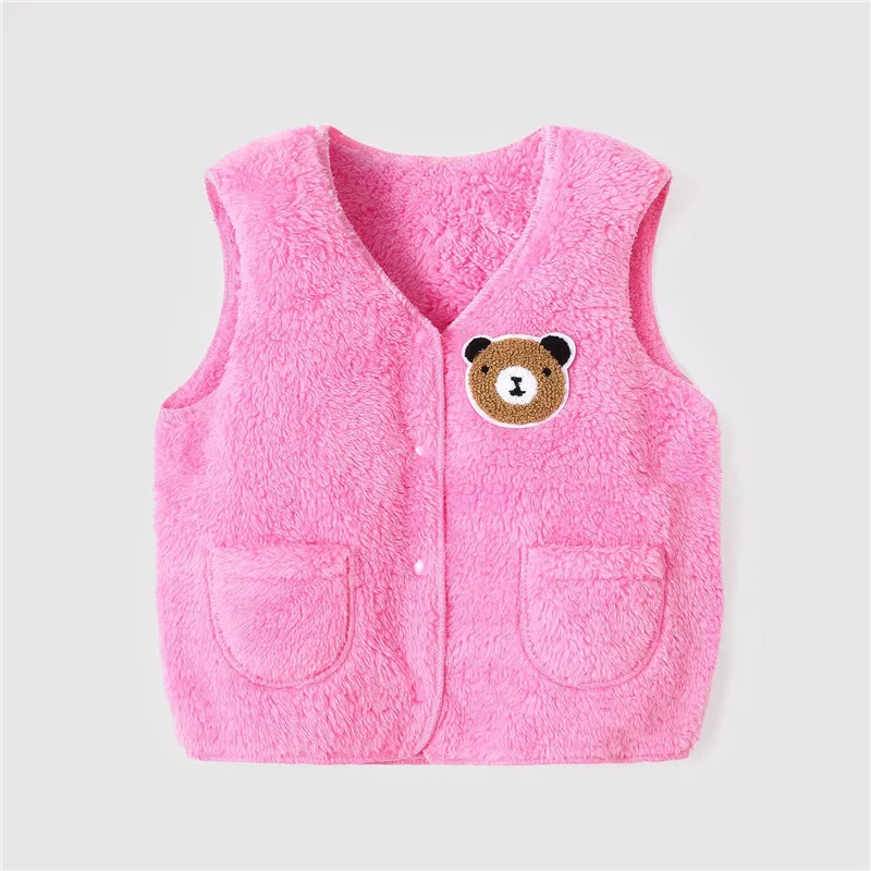 Winter Children Fake Fur Vest Baby Girls Bear Waistcoat Kids Cotton Flannel Jacket Toddler Boys Warm Clothes sleeveless Outwear | Мать и