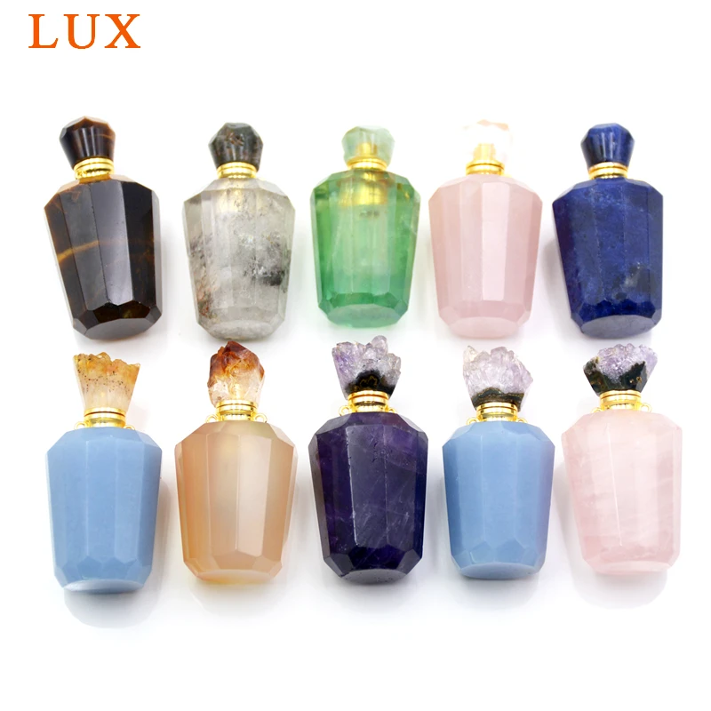 Натуральный розовый quartzs Аметист драгоценные камни эфирные масла флакон духов