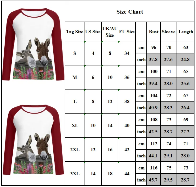 

Womens Animal Print Long Sleeve T-Shirt Top Ladies Casual Blouse Basic Tee Shirt