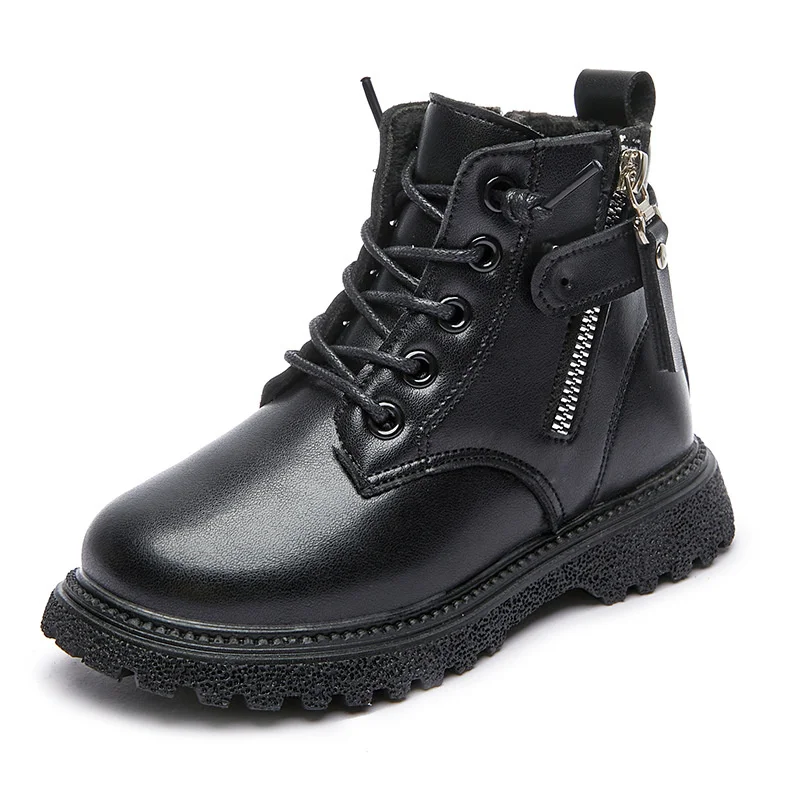 

Детские повседневные ботинки, сезон осень-зима, Ботинки Martin, модная кожаная обувь для девочек, мягкие Нескользящие ботинки для мальчиков, сп...