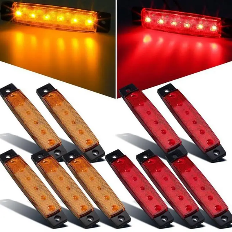 10 шт. 6LED/pc Авто сигнальный индикатор Боковой габаритный фонарь задние фонари