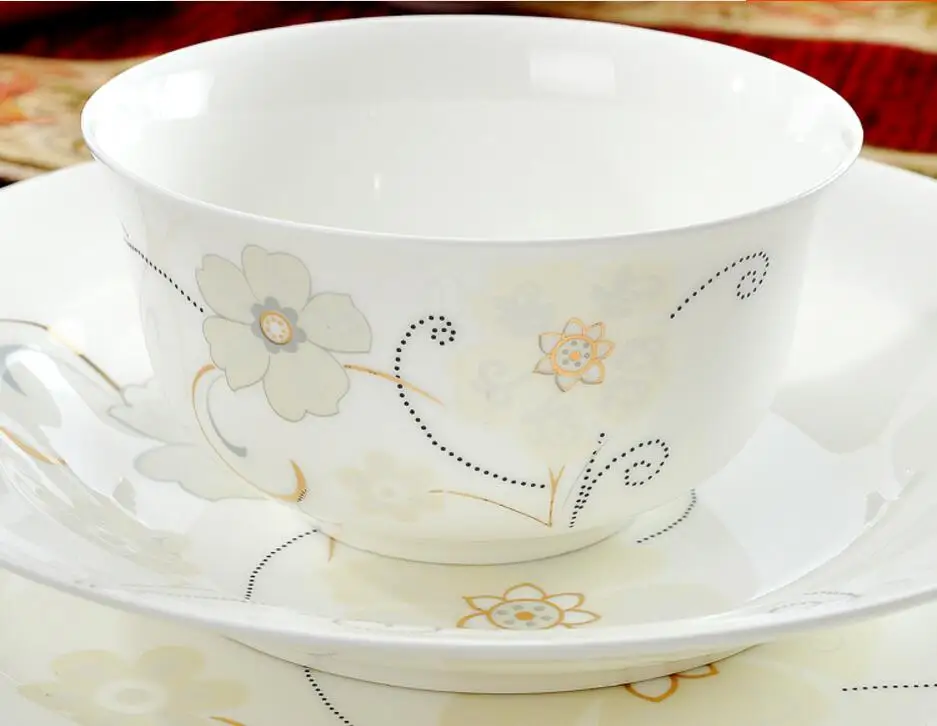 46 шт. столовая посуда Цзиндэчжэнь костяные китайские столовые приборы набор