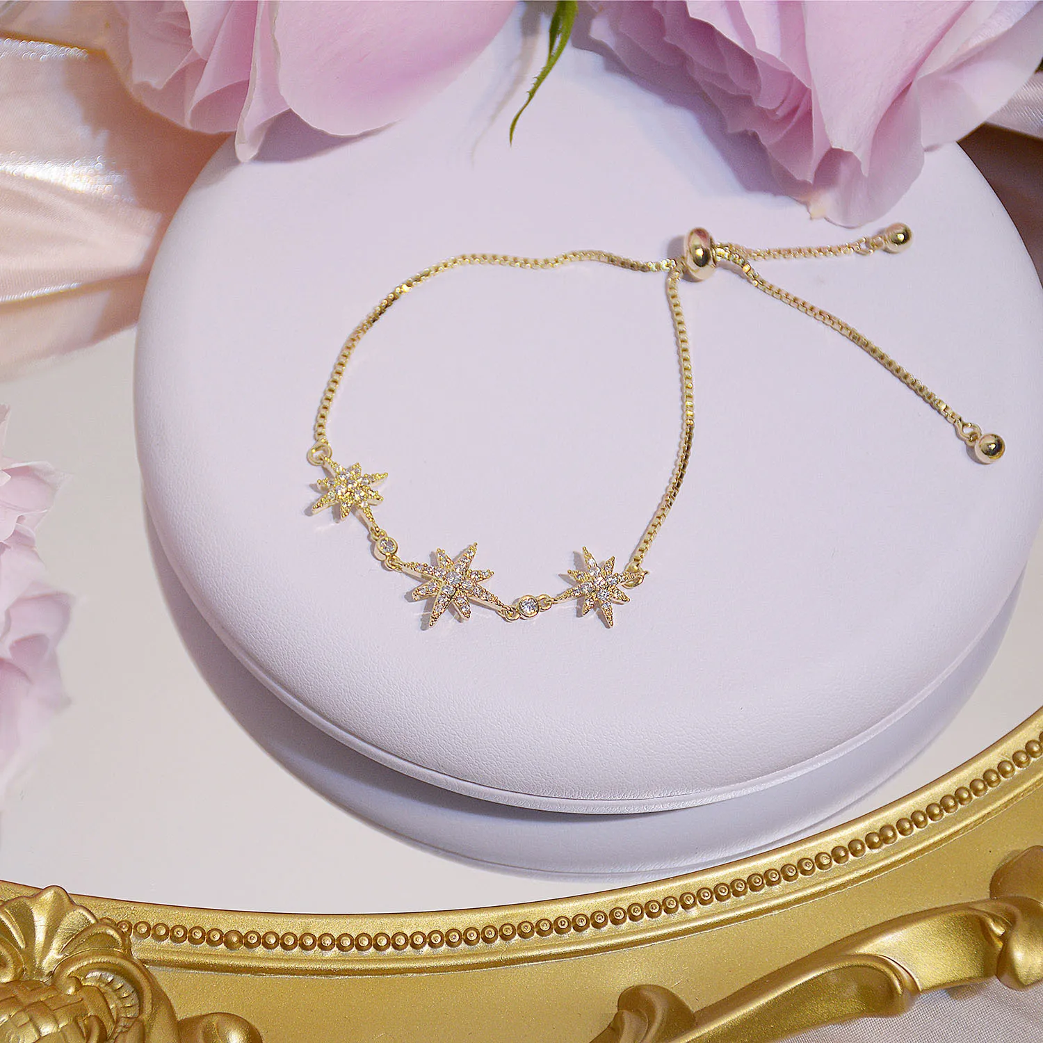 

Luxury Fashion Cubic Zirconia 14K Real Gold Charm Bracelet for Woman Exquisite Gold Chain Girl party Jewelry Gift