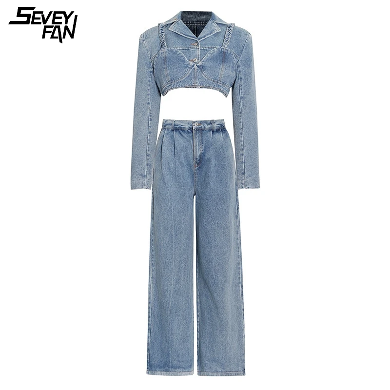 

2021 New Short Sexy Denim Jacket Women Spring Autumn Fashion Streetwear Blue Jeans Jackets Sling 3 Pieces Female Casual Clothes