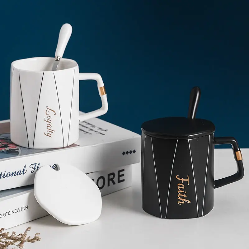 Нордическая Минималистичная Геометрическая чашка черно-белая кружка