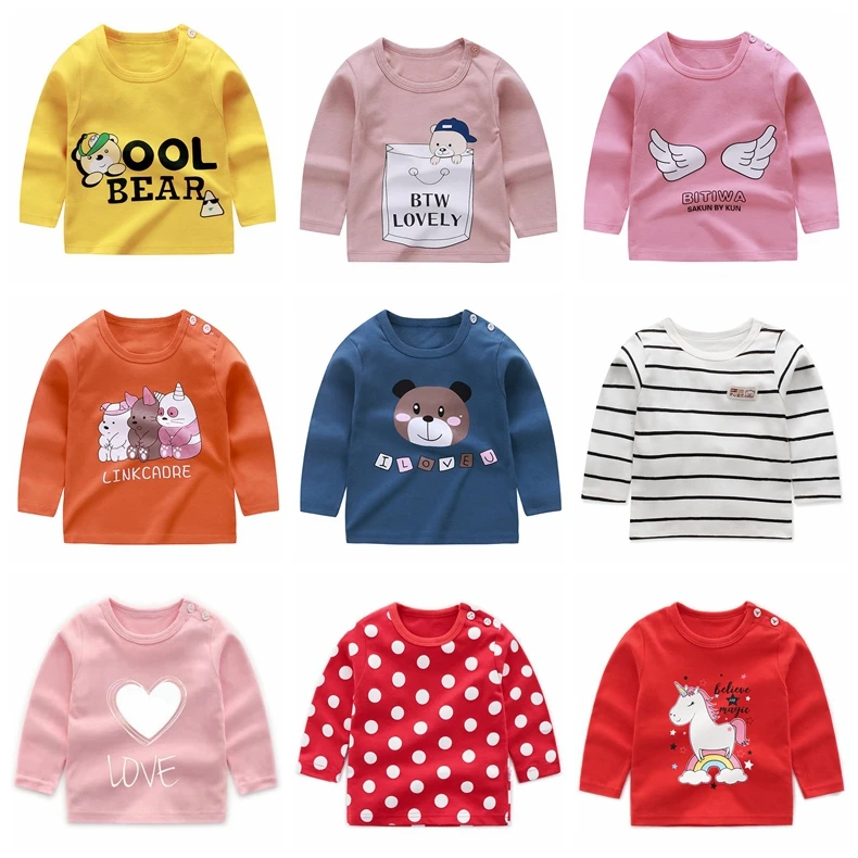 Детская модная футболка для мальчиков и девочек футболки из хлопка с длинными