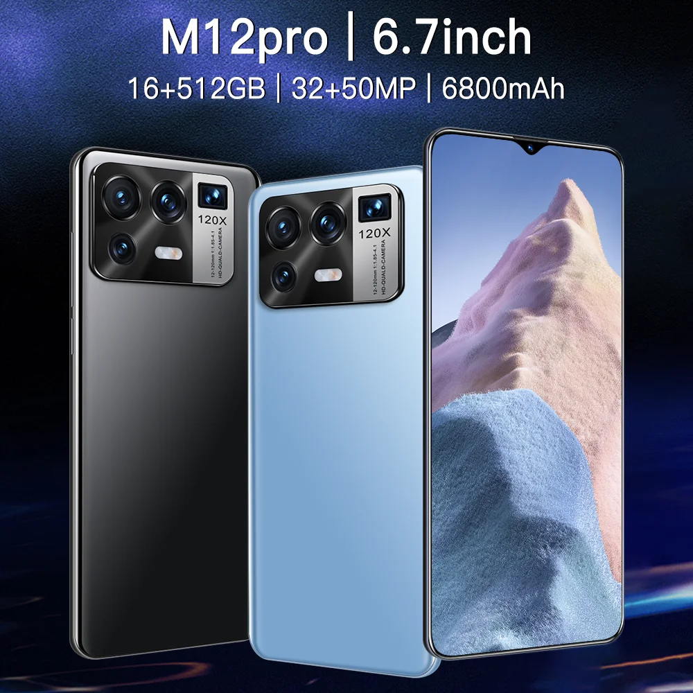 

M12 Pro Smartphone Qualcomm 888 16GB+512GB 6.7-inch HD Water Drop Screen 10-core Dual SIM Card 6800mAh 32MP+50MP 5G Mobile Phone